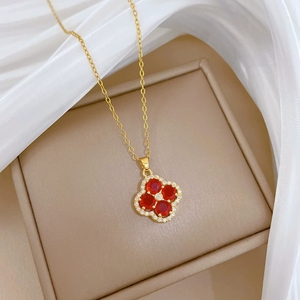 Collares de Moda con Cadenas, Collar con Diamantes Completos en Forma de Flor, Micro Conjunto de Diamantes, Collar con Colgante - Product Image 4