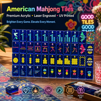 Ensemble de Mahjong Classique de Luxe Américain 160 Pièces, Tuiles Acryliques Double Couche de 1,38 Pouce, Multicolore Vibrant, Gravure Laser, Portable