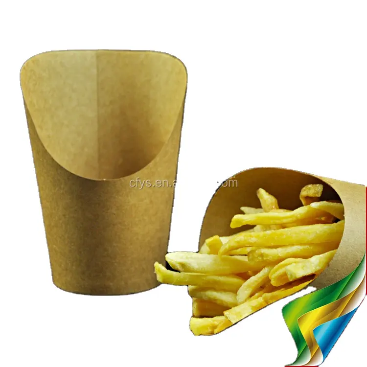 Boîte en papier jetable pour frites française, pièces, boîte d'emballage artisanale, marron
