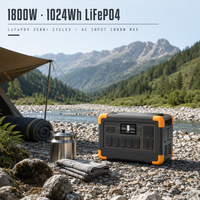 Générateur solaire portable 1800W 1024Wh avec batterie LiFePO4 et support d'extension de batterie pour les vendeurs de marchés nocturnes