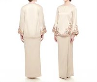 Nouvelle Robe Baju Kurung de Luxe Personnalisée avec Logo pour Femme, Vêtement Modeste à Broderie Florale, Manches Longues, Vêtements Islamiques en Gros