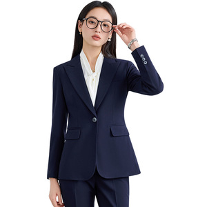Women's Suit <b>Set</b> Gray Polyester Spring <b>Office</b> Lady Anti-Wrinkle Formal Business Wear Full Sleeve - Product Image 5