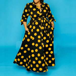Robe Kaftan Longue Grande Taille Femme à Pois Larges Teints Unis, Qualité Supérieure, Tendance Automne/Été 2026 - Product Image 4