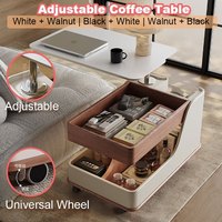 Table basse gain de place avec rangement, meuble de salon moderne, table à thé mobile pour petit appartement