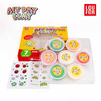 Argile à modeler à séchage à l'air, 7 couleurs - Thème fast-food, pâte à modeler DIY avec outils pour les enfants, créations artistiques