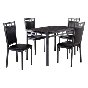 Modern 5 Piece <strong>Dining</strong> Room Set With Faux <strong>Marble</strong> Tabletop 5 Piece <strong>Marble</strong> Top <strong>Dining</strong> <strong>Table</strong> With 4 <strong>Chairs</strong> Faux Leather