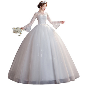S1145Q livraison directe 2025 nouvelle dentelle de mariée Super fée rêve sortir fil axe central col en v printemps et été robe de mariée - Product Image 5