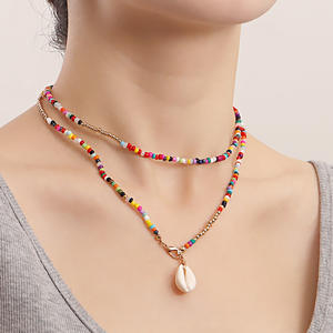 Joyería transfronteriza europea y americana, collar de concha de cuentas de arroz de colores de doble capa bohemio para mujer, estilo de playa Ins - Product Image 3