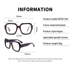 Gafas de sol Retro personalizadas de Venta caliente, monturas de acetato óptico de tendencia europea y americana para mujeres y hombres, azul y rojo - Product Image 3