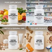 Flacon cylindrique en PET de 120 ml (100 g) personnalisé avec bouchon inviolable à déchirure imprimé en sérigraphie pour capsules de médicaments
