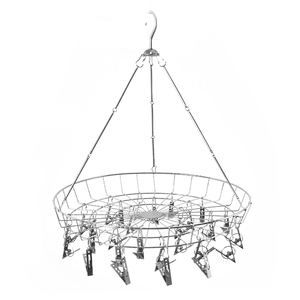 Panier <span class=keywords><strong>à</strong></span> <span class=keywords><strong>linge</strong></span> en acier inoxydable avec pinces, séchoir <span class=keywords><strong>à</strong></span> vêtements mural multi-clips - Product Image 1