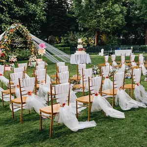 Ivory Chiffon Sashes Wedding Decoration Organza Flower Chair Sash
