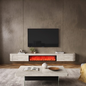 <span class=keywords><strong>Cheminée</strong></span> électronique moderne de luxe italienne à simulation de feu, avec plateau en pierre intégré, <span class=keywords><strong>meuble</strong></span> <span class=keywords><strong>TV</strong></span> <span class=keywords><strong>suspendu</strong></span>, combinaison au sol - Product Image 3