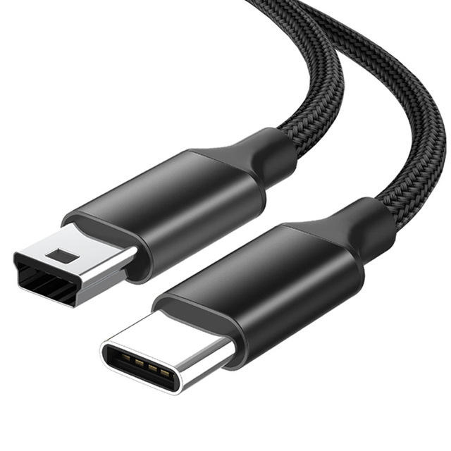 Type-C to Mini-USB Copper Cable with T-Type Connector for Laptops Cameras & Hard Drives Data Transfer & Charging