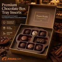 Plateau d'insertion thermoformé en plastique de qualité alimentaire, écologique et personnalisé, pour emballage de boîte cadeau de biscuits et chocolats, moulé à 10 cavités