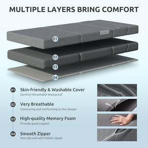 Matelas pliable de 4 pouces, canapé-<span class=keywords><strong>lit</strong></span> pliable, matelas surmatelas en mousse haute densité respirant, <span class=keywords><strong>lit</strong></span> d'appoint portable avec housse lavable - Product Image 2