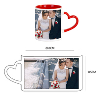 Tazas de Cerámica con Asa en Forma de Corazón, Recubiertas de Color Porcelana de Alta Calidad, Tazas Clásicas para Beber, Tazas de Café Blancas para Sublimación