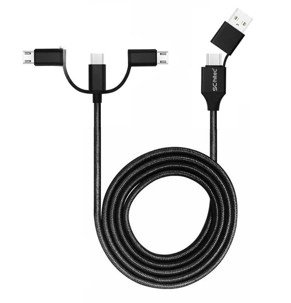 Cable de carga rápida 5 en USB C 1 A 3 en 1 QC3.0 PD3.0, cable de datos otg