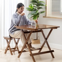 Table à manger pliante en bambou, gain de place, sur mesure, en stock, pour balcon, petits appartements et dortoirs, table carrée