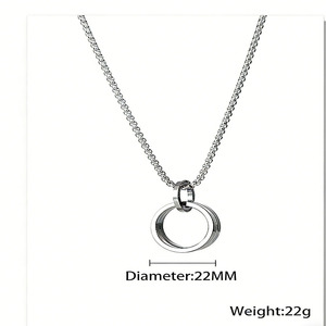 Çift halkalı paslanmaz çelik hip-hop kişiselleştirilmiş dairesel kolye kolye erkek kadın çiftin yılan zinciri kazak zinciri - Product Image 6