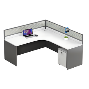 4 Person Curved Office Workstation <strong>Work</strong> Station Modern Executive Furniture Desks for Room Table <strong>Partition</strong> Design with Drawers - Product Image 6