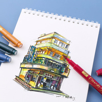 Touchfive — ensemble de 12 stylos marqueurs souples couleurs, style rétro, feutres, marqueurs de couleur, Art, dessin, bricolage, feutres