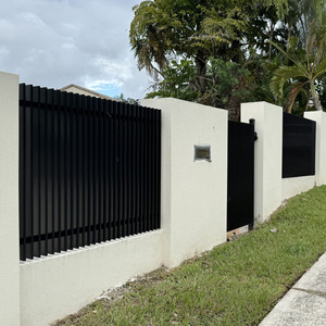 Ensembles de portails en aluminium à lattes pour clôture de jardin 6x6 pieds, panneau de clôture métallique facile à assembler pour villa, mur de sécurité extérieur - Product Image 1