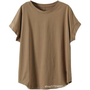 Women's Round Neck Short Sleeve Solid Color T-Shirt Military Green Casual Jersey Fabric - Product Image 3