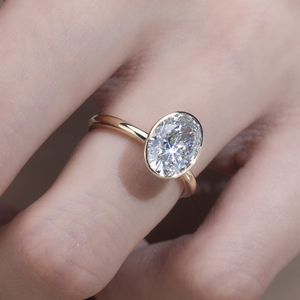 Anillo de Moissanita Ovalado de 14K PT950, Modelo MSR-1179 de Messi Jewelry, Anillo de Compromiso, Boda, Clásico, para Regalo - Product Image 4