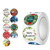 Usine directe 500 pièces autocollants de conception de noël rouleau mignon auto-adhésif cadeau décoration étiquettes rondes