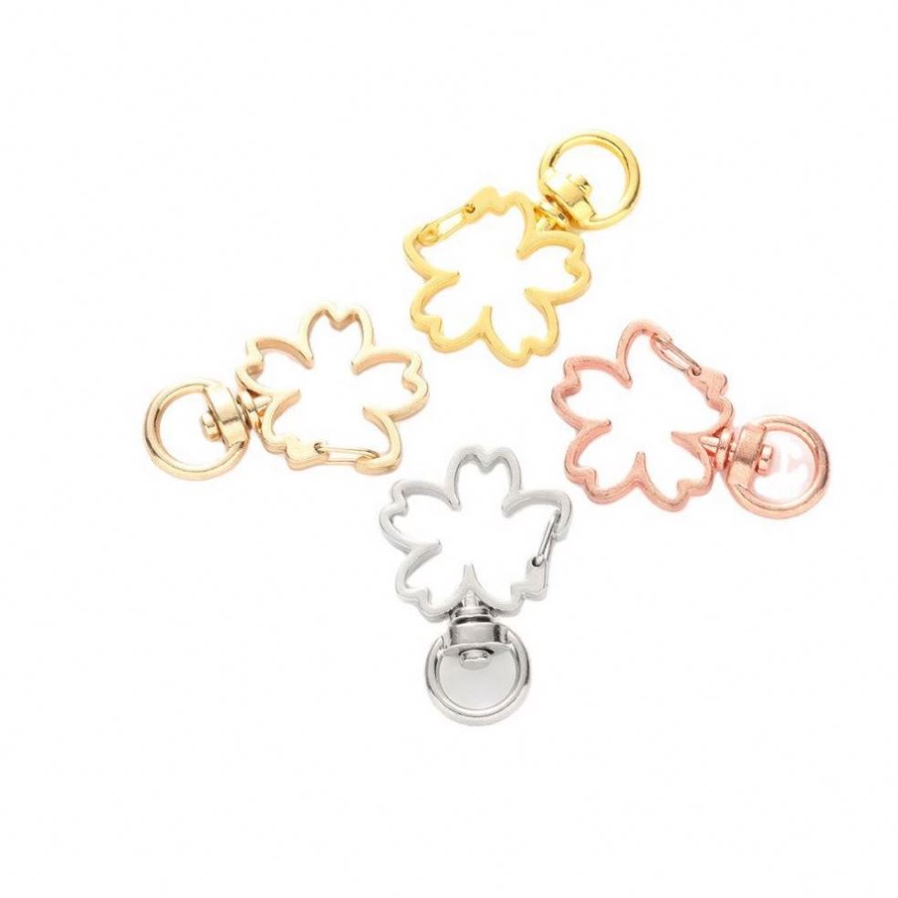 Metal Cherry Sakura Swivel Lobster Clasp Blossoms KeyChain in Bulk