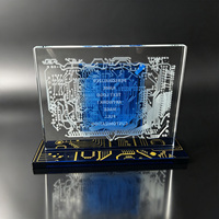 Trofeo de Cristal Cuadrado con Base Azul Neelpure 186726, con Grabado Láser y Personalización DIY