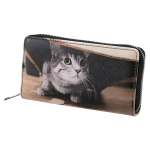 Portefeuille long en cuir PU pour femme avec motif chat, idéal pour les vacances et les voyages, portefeuille de créateur pour femme - Product Image 3
