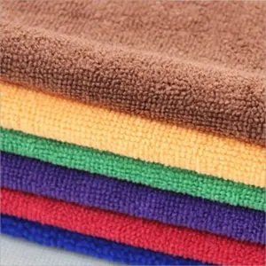Soft polyester terry towel fabric with good water absorption ability