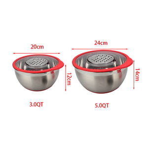 Airtight Transparent <b>Clear</b> <b>Lids</b> <b>With</b> 3pcs grater Premium Mixing Bowls - Product Image 6