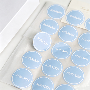 Autocollant rond bleu clair avec logo personnalisé, étiquette autocollante de marque pour boîte-cadeau cosmétique, décoration d'emballage de boutique - Product Image 6