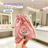 Sac en toile brodé avec cordon de serrage pour cadeaux de mariage, souvenir de fête, emballage de bonbons et chocolats, sac textile