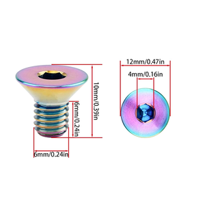 Tornillo de titanio de cabeza plana avellanada con hexágono interior de 6 mm x 0,75 mm, tornillo métrico para bicicletas - Product Image 1
