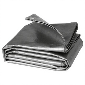 Waterproof Woven Tarpaulin Fabric HDPE Laminated Protective Tarp with Grommets 280 GSM Silver for <b>Wood</b> Coal Cover - Product Image 3