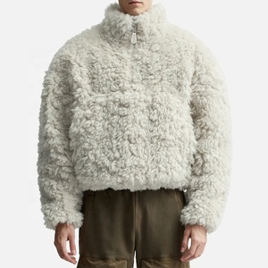 <span class=keywords><strong>Felpa</strong></span> da uomo personalizzata all'ingrosso con mezza zip, in pile <span class=keywords><strong>Teddy</strong></span>, collo alto, pesante, invernale, di lusso, taglio corto e vestibilità ampia - Product Image 1