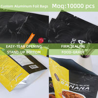 Sachets d'emballage personnalisés imprimés en aluminium, pochettes alimentaires verticales pour chips de banane, snacks, biscuits, bonbons, noix