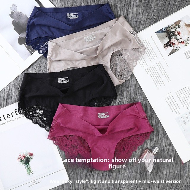 OEM Factory Price Elegant Floral Lace Breathable Transparent Briefs Soft Silky Panties for Romantic Date Night
