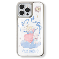 Coque de téléphone en résine époxy de dessin animé pour iphone16 16pro/PM 15 15promax/14Promax/14pro 14/13 13pro 12 11 coque à bords argentés galvanisés