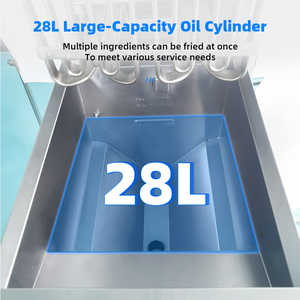Máy chiên nhúng thương mại 28L, lọc dầu, chuyên nghiệp, điện, có ống gia nhiệt phẳng - Product Image 3