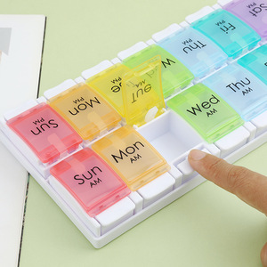 Wholesale Double-Row 14-Cell Press-Type Medicine Box 7-Cell Portable Sub-Packaging Combination Compartment <b>Opening</b> PP Material - Product Image 1