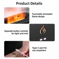 Humidificateur d'aromathérapie à flamme, direct usine, cadeaux de fête, lumière colorée, humidificateur USB, humidificateur à flamme de feu, humidificateur parfumé
