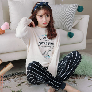 Wholesale <strong>Christmas</strong> Pajamas Women Winter Sleep <strong>Pyjamas</strong> Sets Animal Flannel Female Sleepwear Warm Cute Home Clothes - Product Image 3