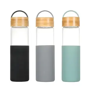 Drinking Bottle School Trip Glass Outdoor with Silicone 600ml/20oz Unisex Water Bottle with Lid 100ml Silver Glass Cups Kids