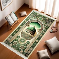 Tapis de prière musulmans haut de gamme - Design mosquée, polyester super confortable avec coussin pour les genoux et poche pour l'imam, parfait pour le Ramadan