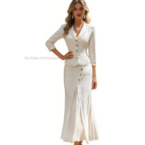 Ensemble 2 pièces texturé pour femme - Haut et jupe ajustés, tenue formelle coordonnée - Product Image 2